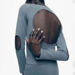 Zara Gray Crop Top with Cut-Outs